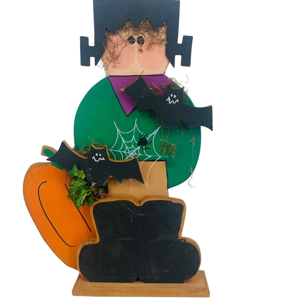 Frankenstein Free Standing Solid Wood Halloween Decor 2’ Tall Bat Indoor Outdoor